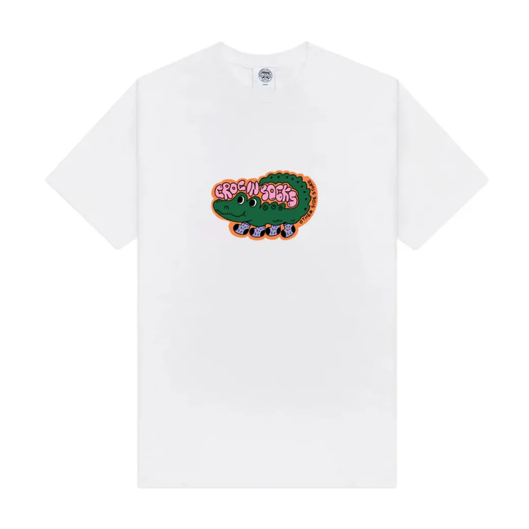 Other Side Store 'Croc In Socks' Tee - White