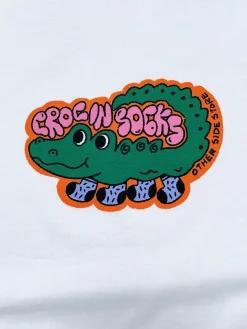 Other Side Store 'Croc In Socks' Tee - White