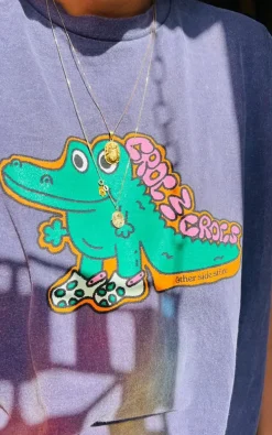 Other Side Store 'Croc In Crocs' Vintage Washed Tee - Violet