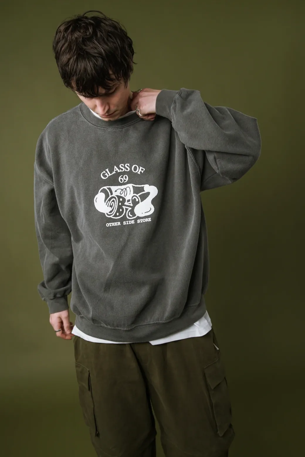 Other Side Store 'Glass of 69' Vintage Washed Sweater - Charcoal