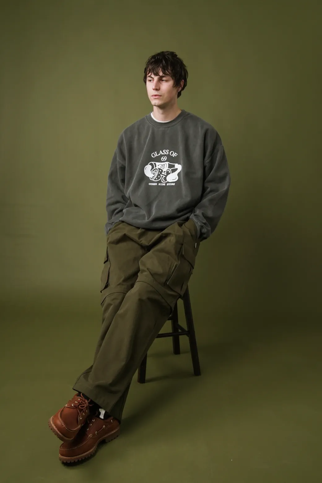 Other Side Store 'Glass of 69' Vintage Washed Sweater - Charcoal
