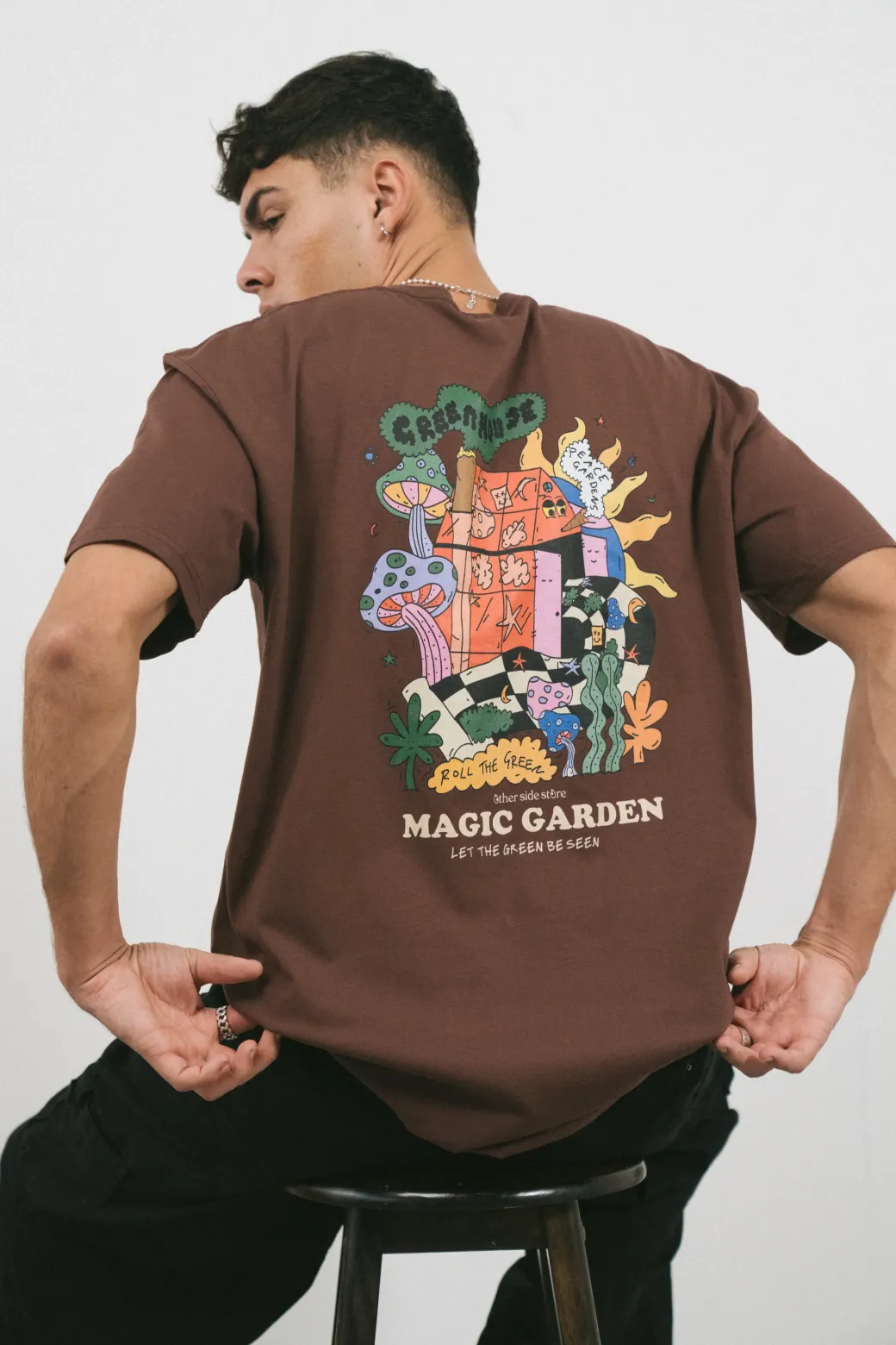 Other Side Store 'Magic Garden' Tee - Brown