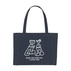 Other Side Store 'Music & Wine' Organic Tote - Navy Denim