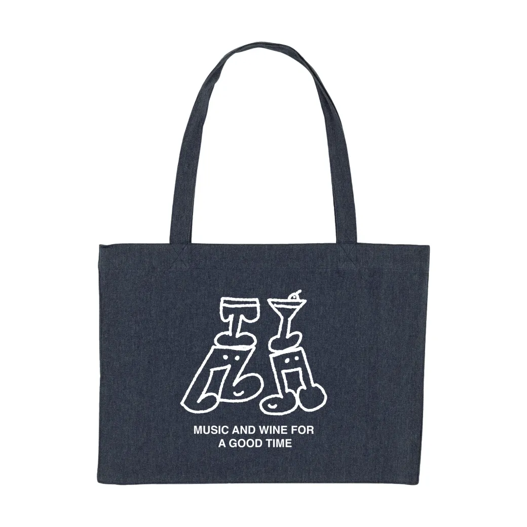 Other Side Store 'Music & Wine' Organic Tote - Navy Denim