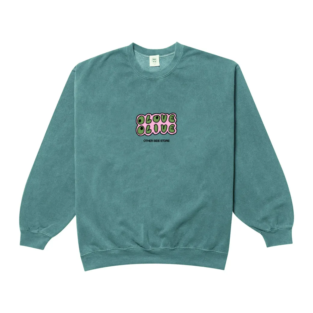 Other Side Store 'Olove Olive' Vintage Washed Sweater - Teal
