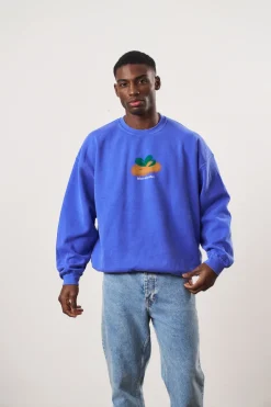 Other Side Store 'Orange' Vintage Washed Sweater - Royal Blue