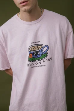 Other Side Store 'Tea on a Tee' Vintage Washed Tee - Light Pink
