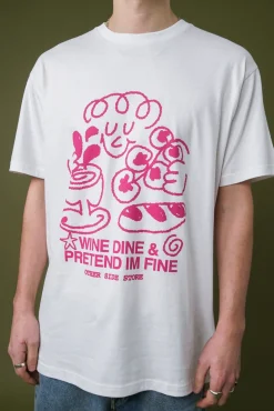 Other Side Store 'Wine, Dine & Pretend' Tee - White
