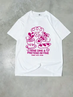 Other Side Store 'Wine, Dine & Pretend' Tee - White