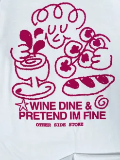 Other Side Store 'Wine, Dine & Pretend' Tee - White