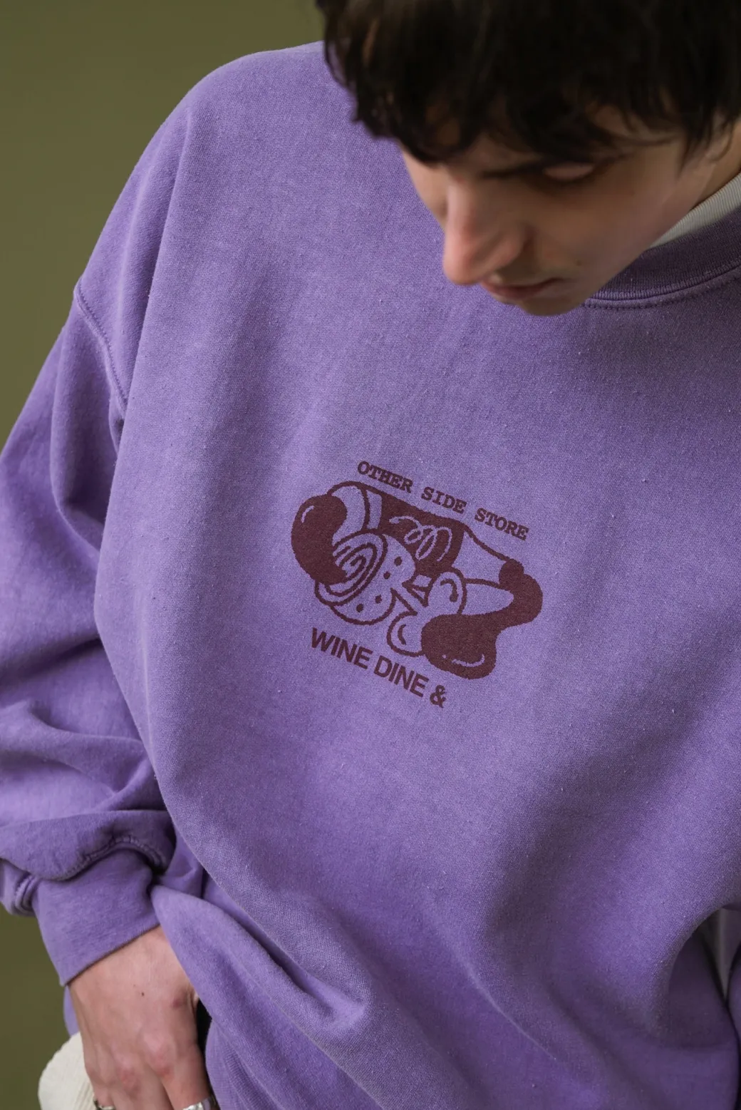 Other Side Store 'Wine, Dine &' Vintage Washed Sweater - Orchid