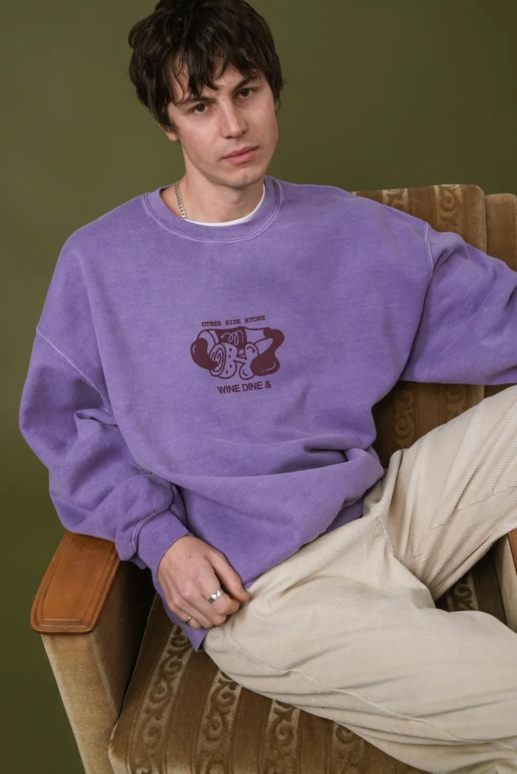 Other Side Store 'Wine, Dine &' Vintage Washed Sweater - Orchid