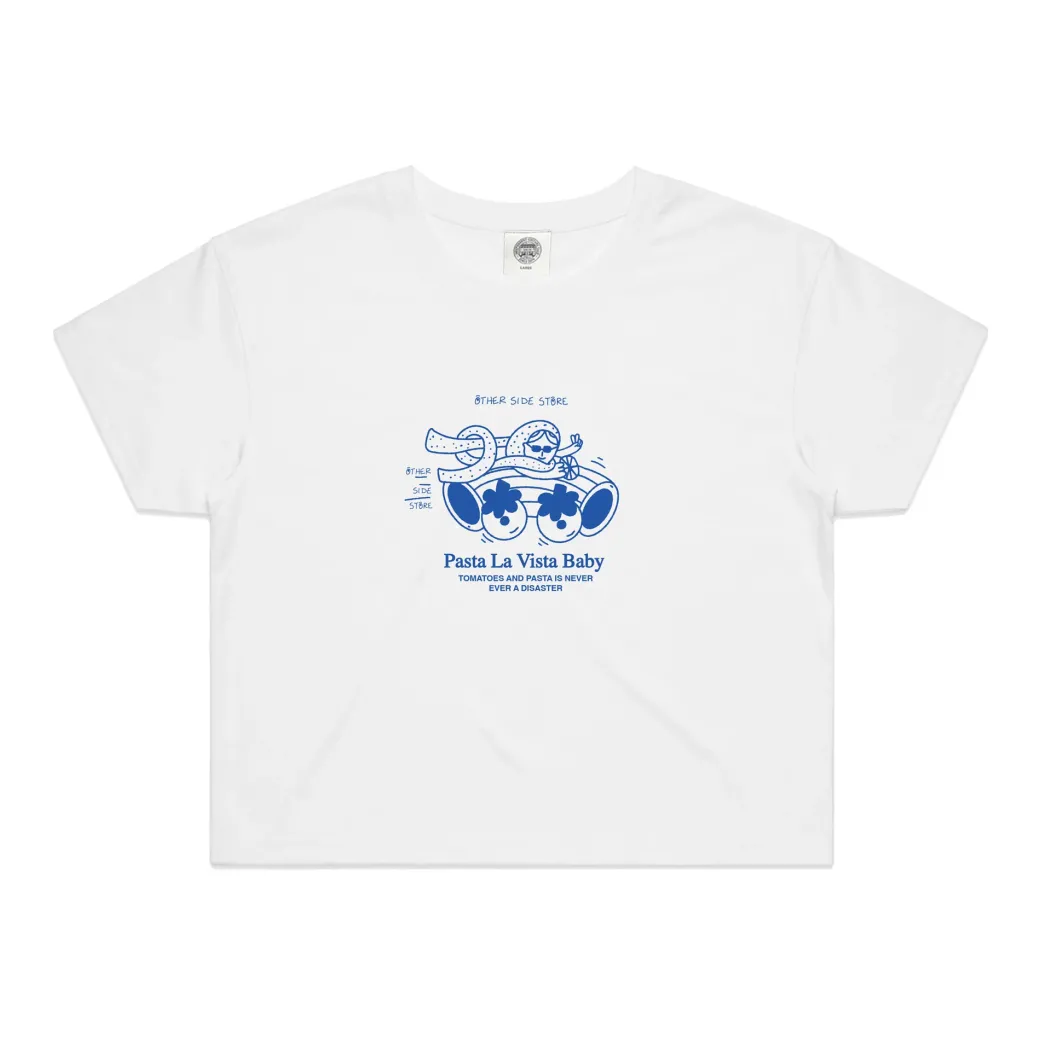 Other Side Store WMNS 'Pasta La Vista' Cropped Tee - White