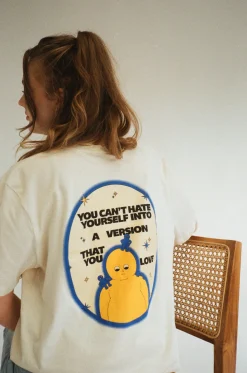 Pleasure Paradox 'You Can't Hate Yourself' Natural Tee - Cream Print