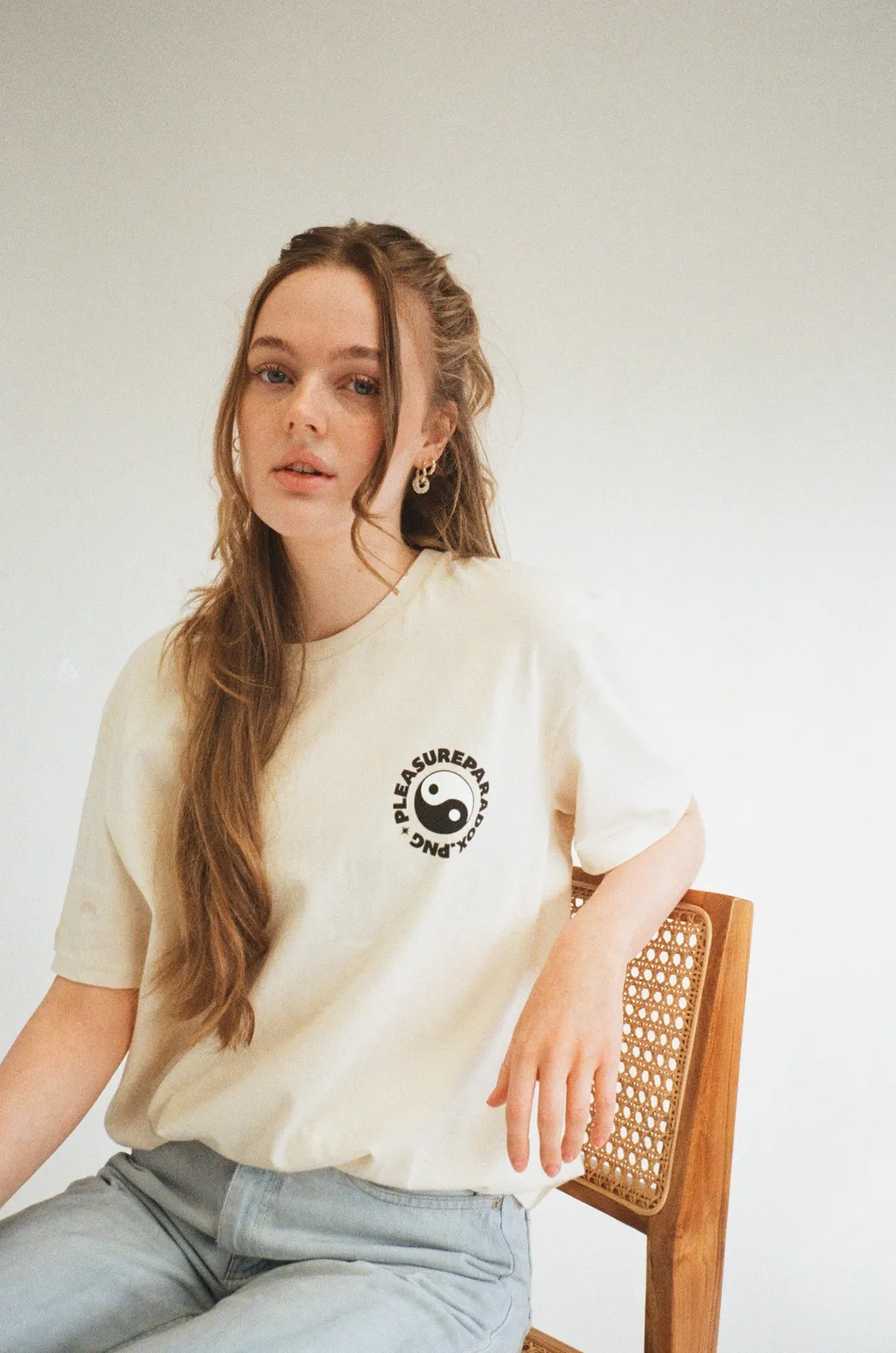 Pleasure Paradox 'You Can't Hate Yourself' Natural Tee - Cream Print