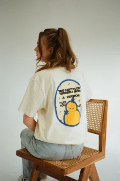 Pleasure Paradox 'You Can't Hate Yourself' Natural Tee - Cream Print