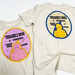 Pleasure Paradox 'You Can't Hate Yourself' Natural Tee - Cream Print