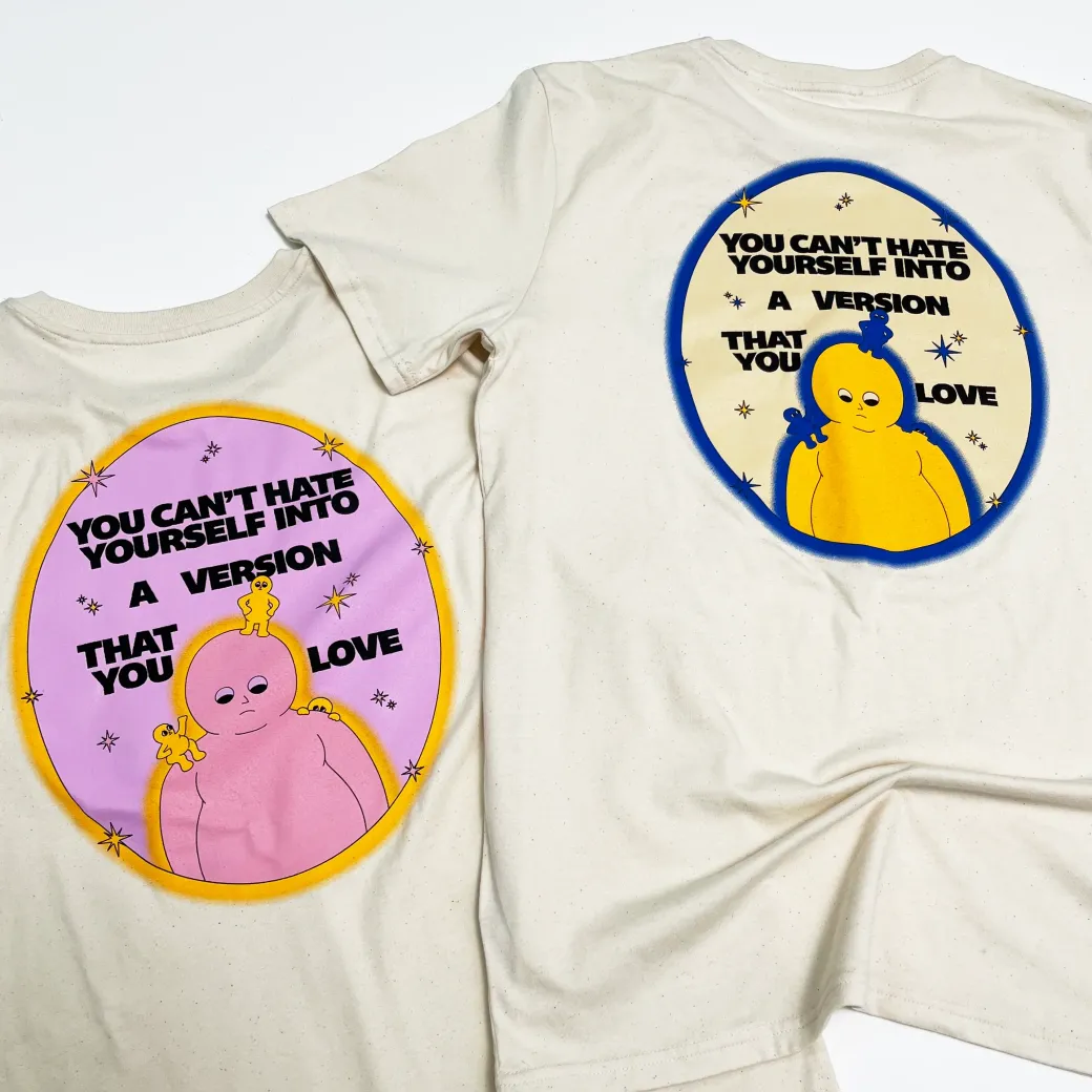 Pleasure Paradox 'You Can't Hate Yourself' Natural Tee - Cream Print