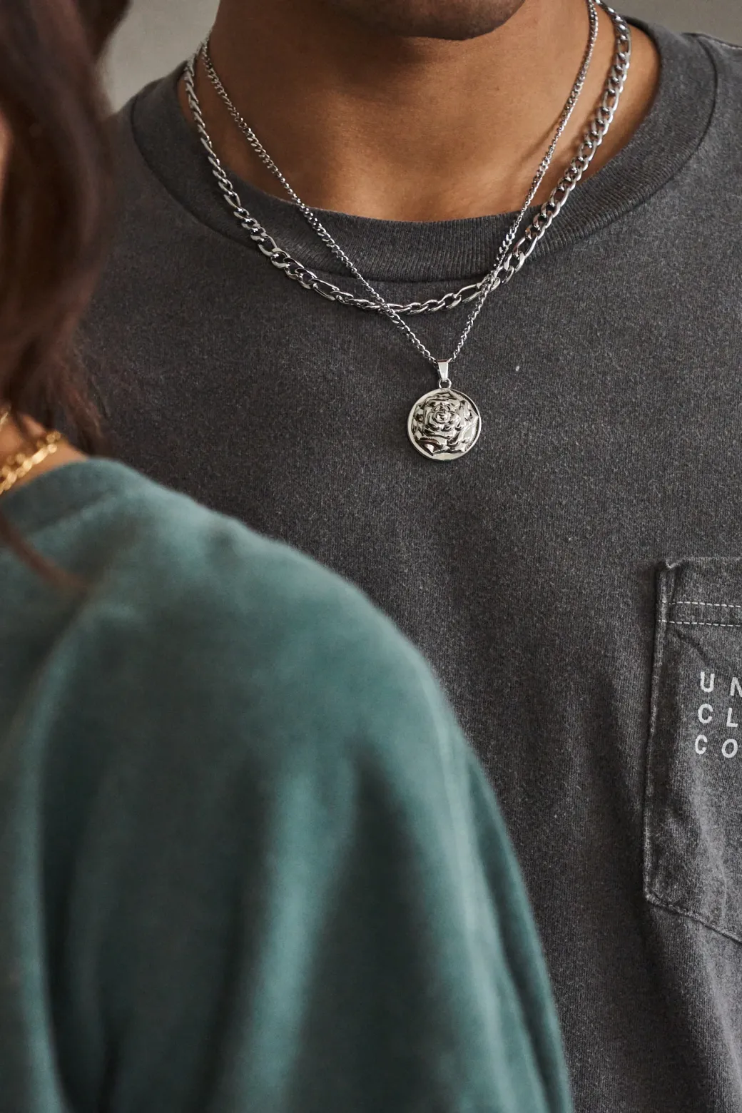 Rose Pendant Necklace - Silver / Gold