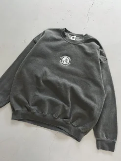 Seasonal Hero 'Aspire' Embroidered Vintage Washed Sweater - Charcoal