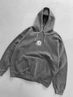 Seasonal Hero 'Aspire' Embroidered Vintage Washed Hoodie - Charcoal