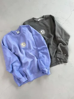 Seasonal Hero 'Aspire' Embroidered Vintage Washed Sweater - Orchid