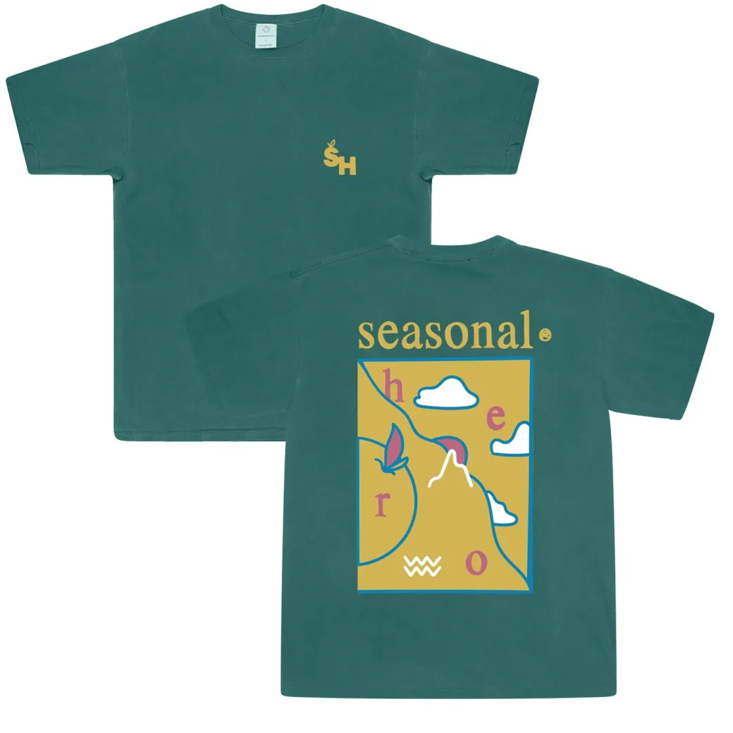 Seasonal Hero 'Atlas' Vintage Washed Tee - Forest