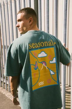 Seasonal Hero 'Atlas' Vintage Washed Tee - Forest