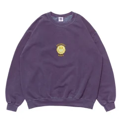 Seasonal Hero 'Trippy Smiler' Embroidered Vintage Washed Sweater - Violet