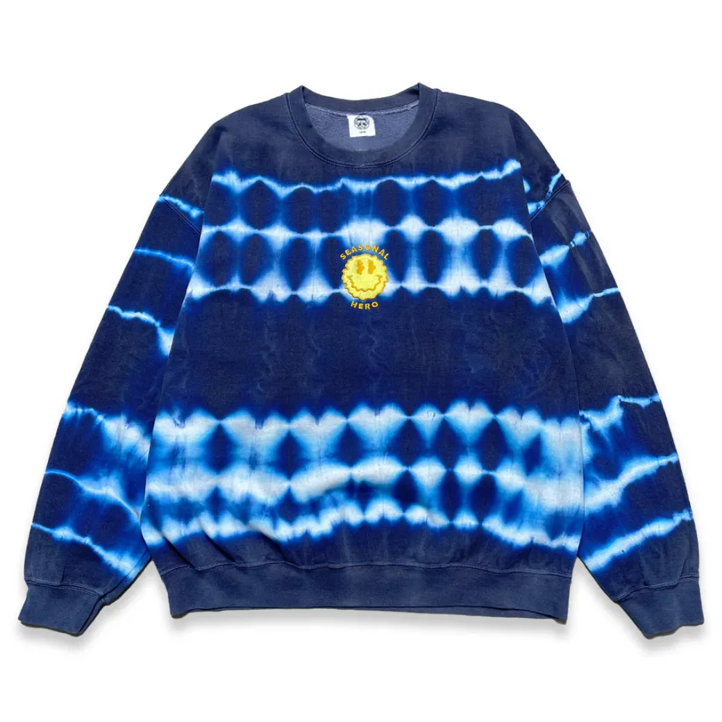 Seasonal Hero 'Trippy Smiler' Tie Dye Washed Sweater - Navy & White