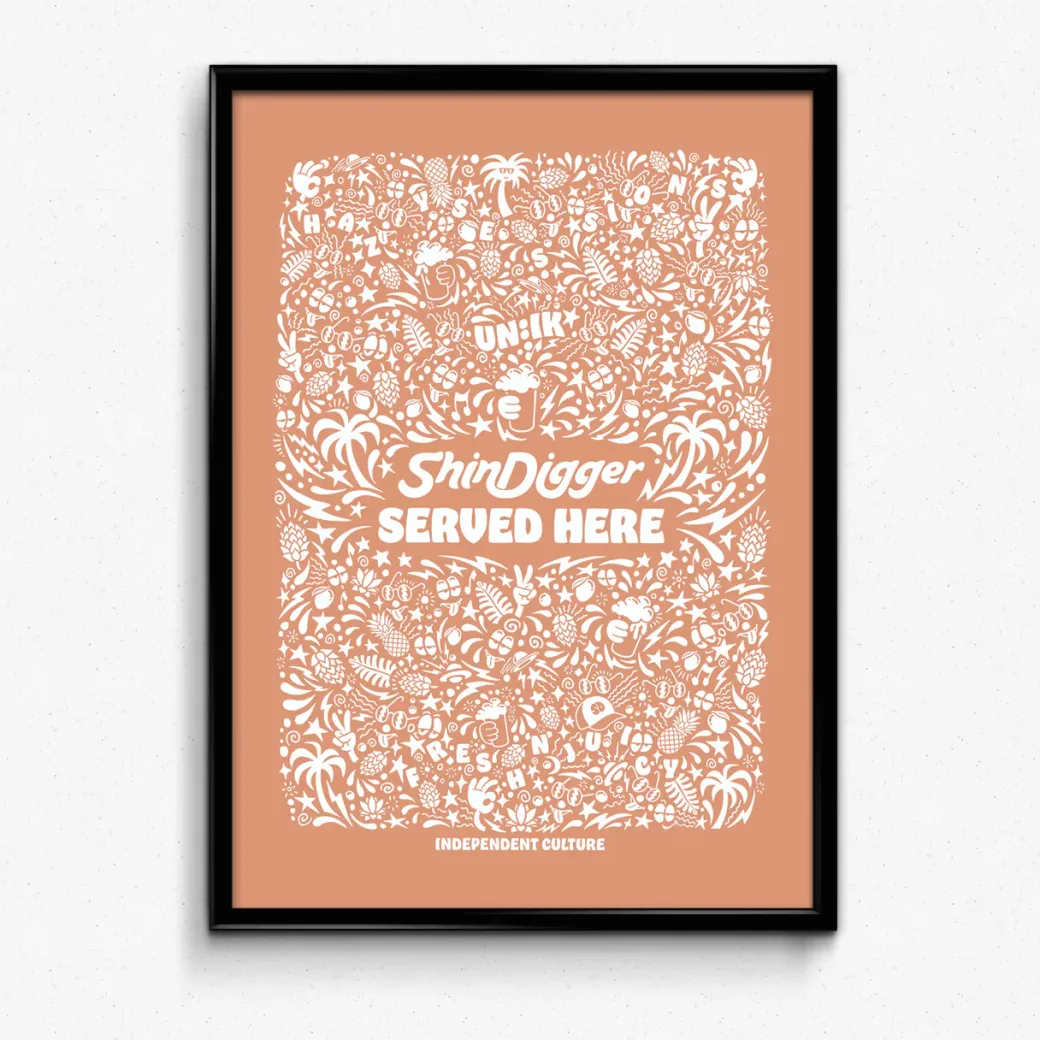 Shindigger X UN:IK 'Served Here' Print - Peach