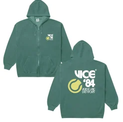 Vice 84 *10 Years Of* 'Tennis' Zip Up Vintage Washed Hoodie - Green