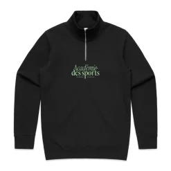 Vice 84 'Académie Des Sports Script' 1/4 Zip Sweater - Black