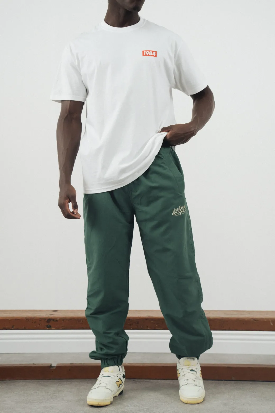 Vice 84 'Académie Des Sports Script' Nylon Trackpants - Green