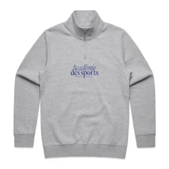 Vice 84 'Académie Des Sports Script' 1/4 Zip Sweater - Grey