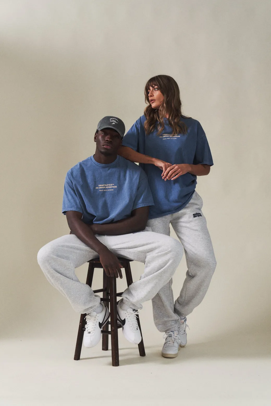 Vice 84 'Athletics' Vintage Washed Tee Twinpack - Pacific Blue/Army Green