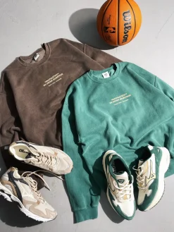 Vice 84 'Athletics' Vintage Washed Sweater Twinpack - Emerald Green/Chocolate