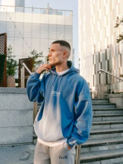 Vice 84 'Athletics' Vintage Washed Hoodie - Navy
