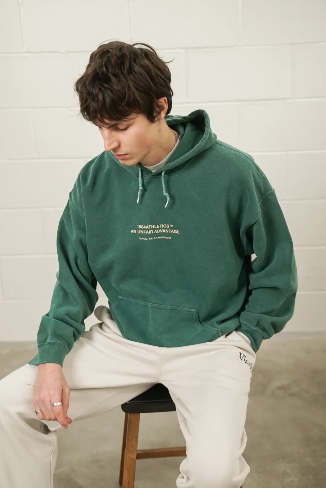 Vice 84 'Athletics' Vintage Washed Hoodie - Forest