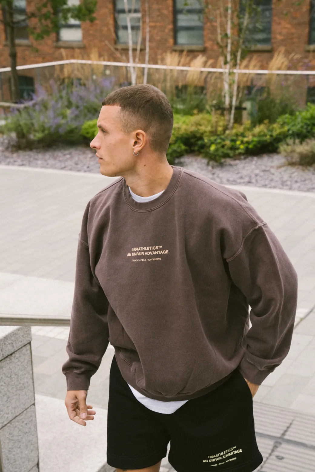 Vice 84 'Athletics' Vintage Washed Sweater - Chocolate