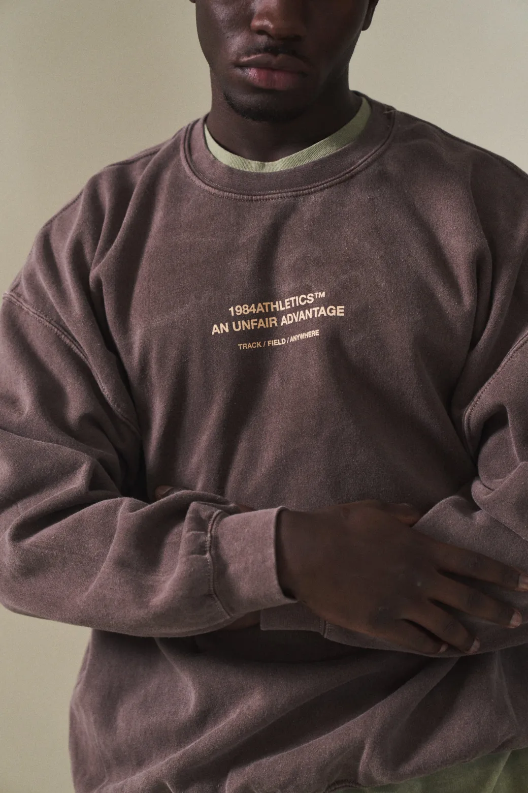 Vice 84 'Athletics' Vintage Washed Sweater - Chocolate