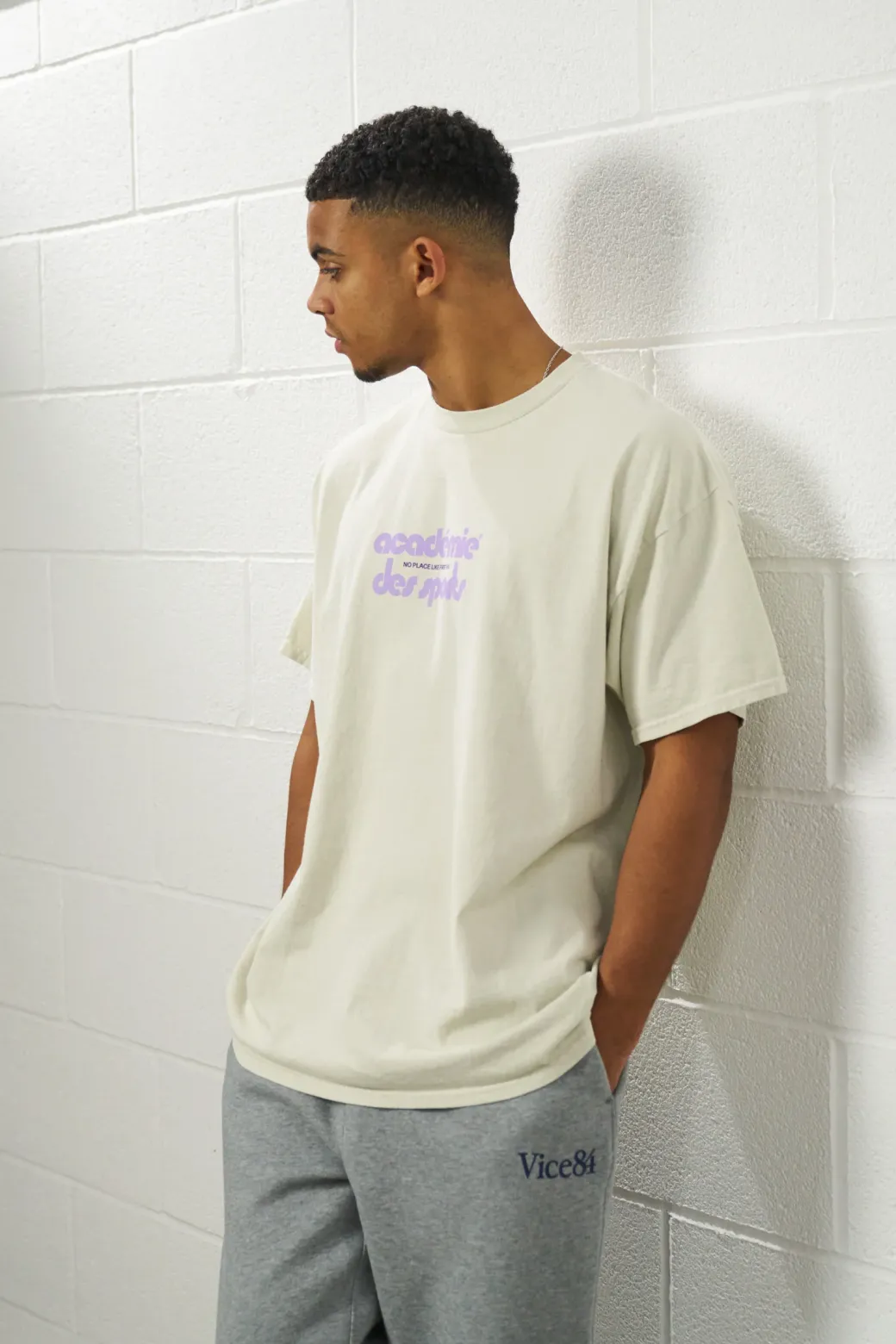 Vice 84 'Club Académie' Vintage Washed Tee - Cream