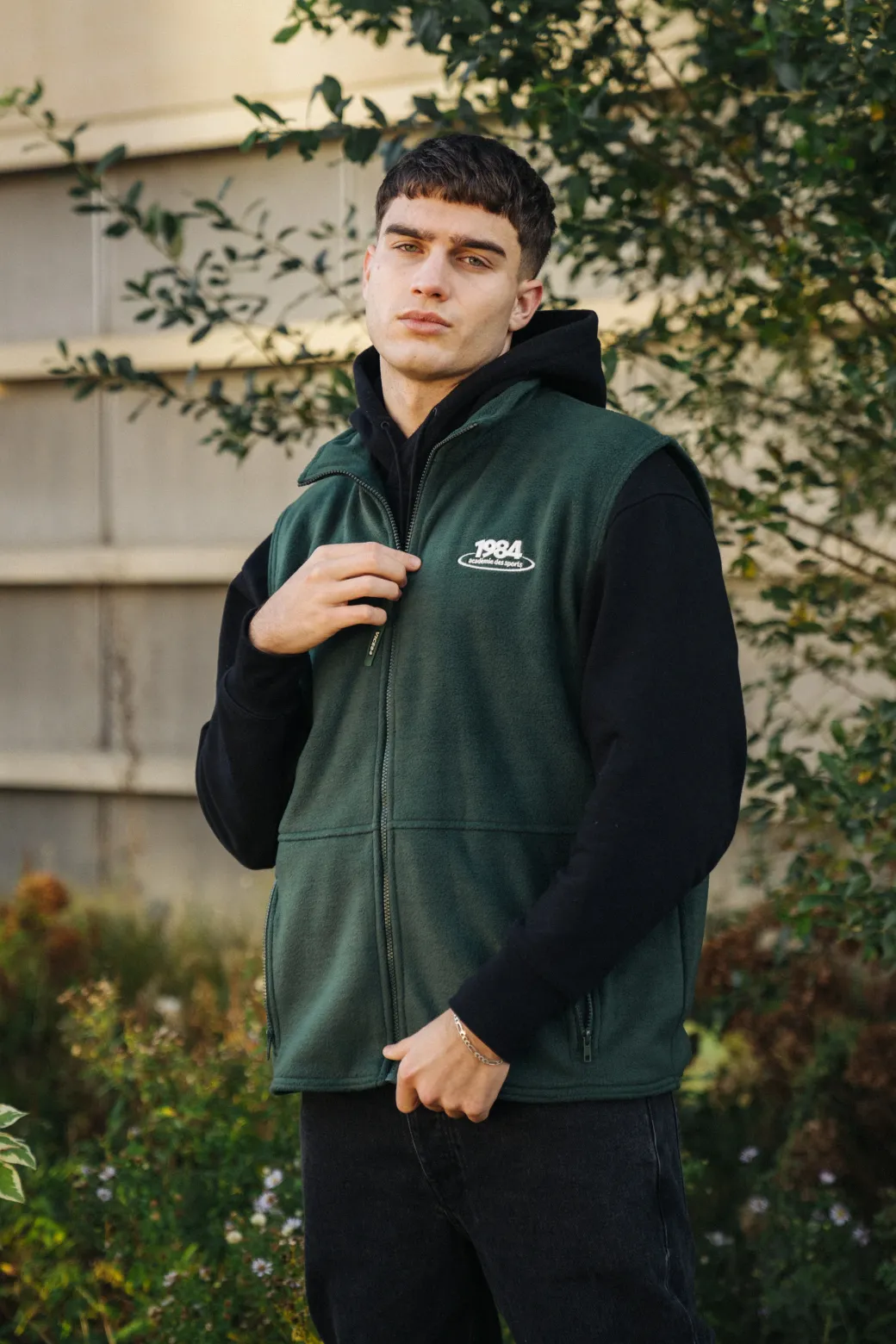 Vice 84 'Disc' Fleece Gilet - Forest Green / Navy