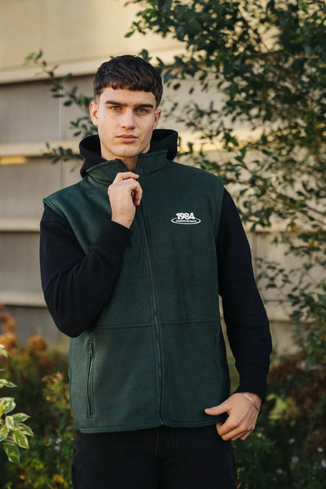 Vice 84 'Disc' Fleece Gilet - Forest Green / Navy