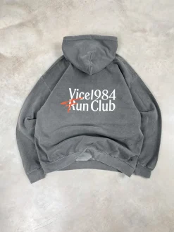 Vice 84 'Fun Club' Vintage Washed Hoodie - Washed Black