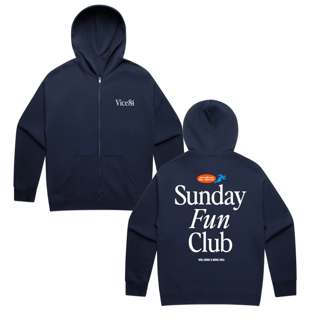 Vice 84 'Fun Club' Zip Up Hoodie - Navy
