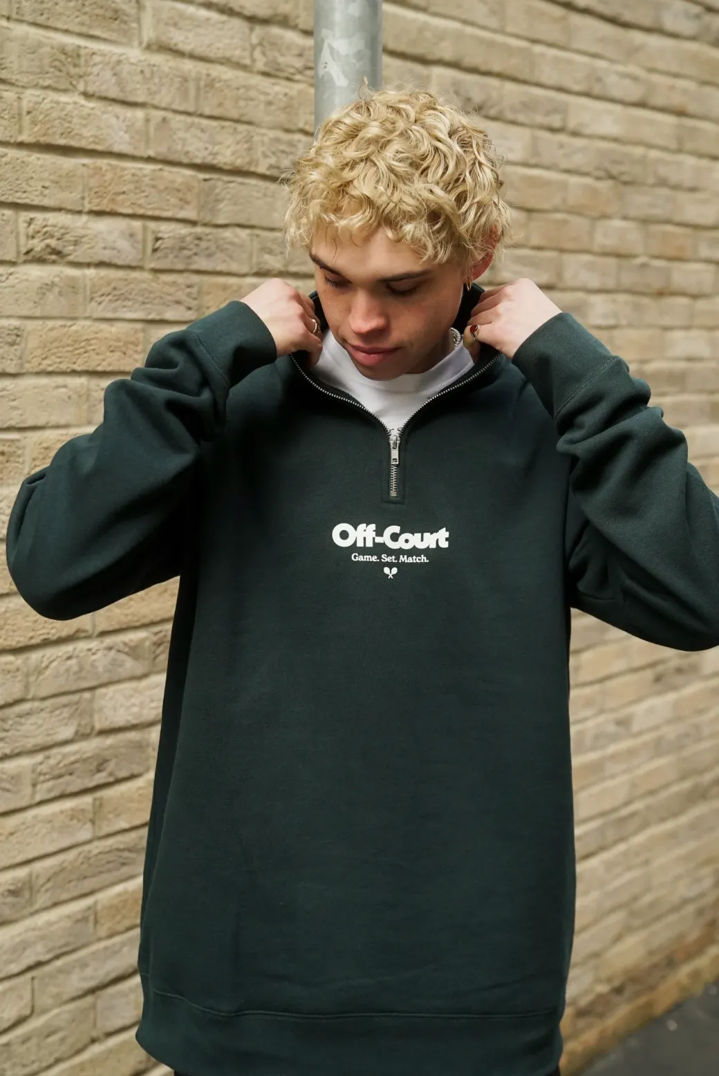 Vice 84 'Off-Court GSM' 1/4 Zip Sweater - Pine