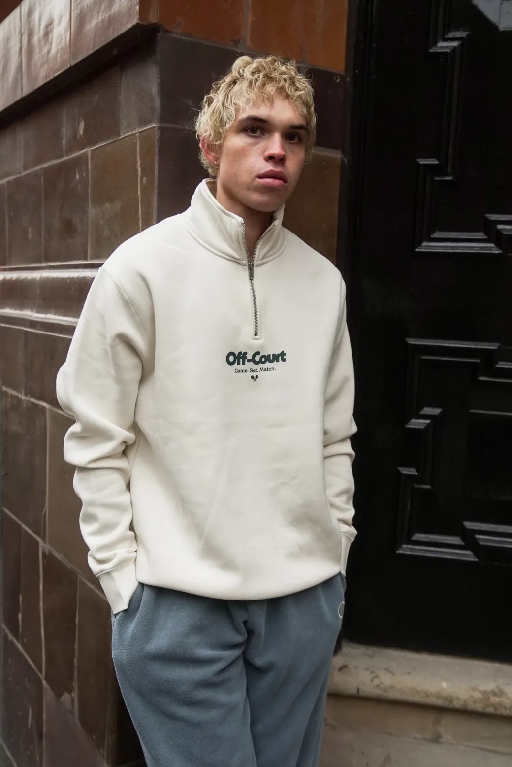 Vice 84 'Off-Court GSM' 1/4 Zip Sweater - Ecru