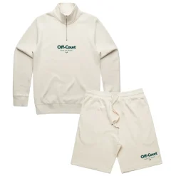 Vice 84 'Off-Court GSM' Half Zip Sweater & Shorts Set - Ecru