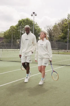 Vice 84 'Off-Court GSM' Half Zip Sweater & Shorts Set - Ecru